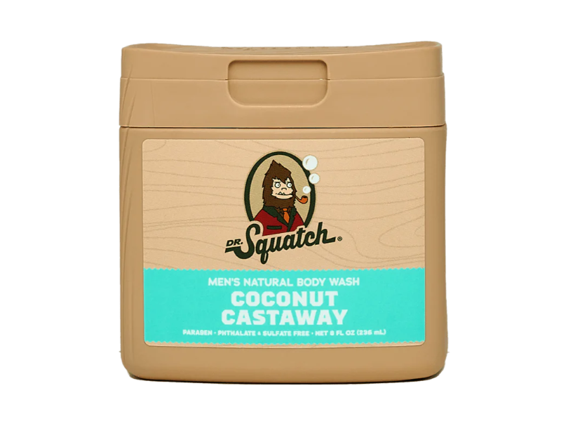 Dr. Squatch Men's Natural Body Wash, Coconut Castaway, 8 fl oz/236 mL