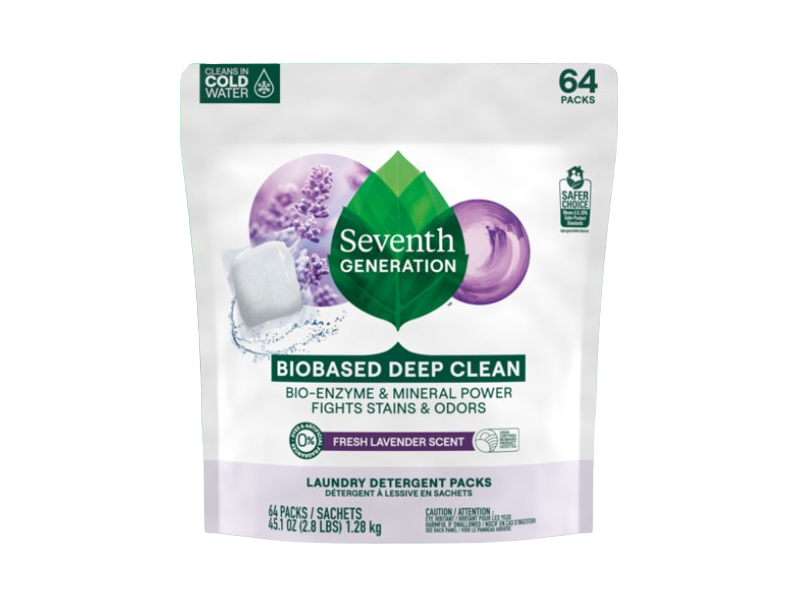 Seventh Generation Laundry Detergent Packs, Fresh Lavender, 45.1 oz/ 1.28 kg, 64 Packs