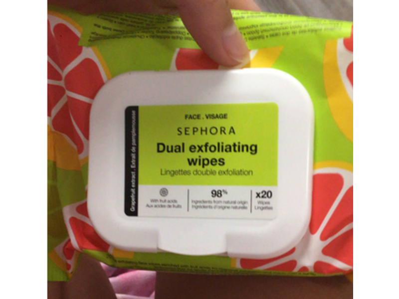 Sephora Dual Exfoliating Wipes, Grapefruit, 20 Count