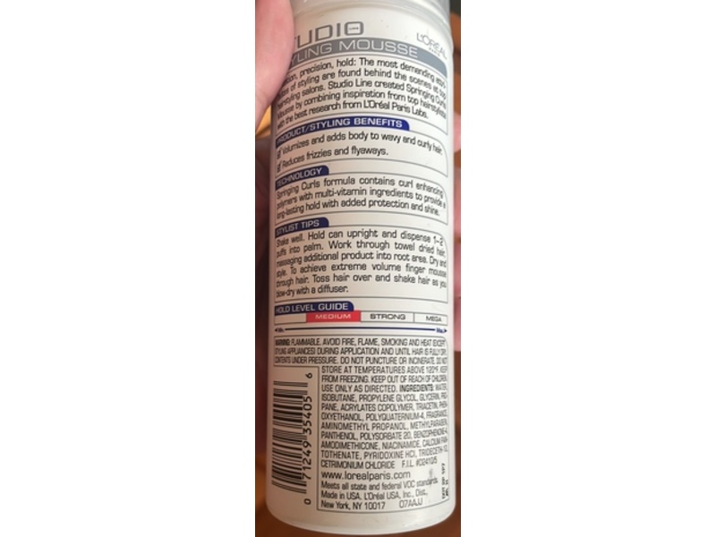 L'Oreal Paris Studio Line Springing Curls Mousse, Medium Hold, 6 oz/170 g