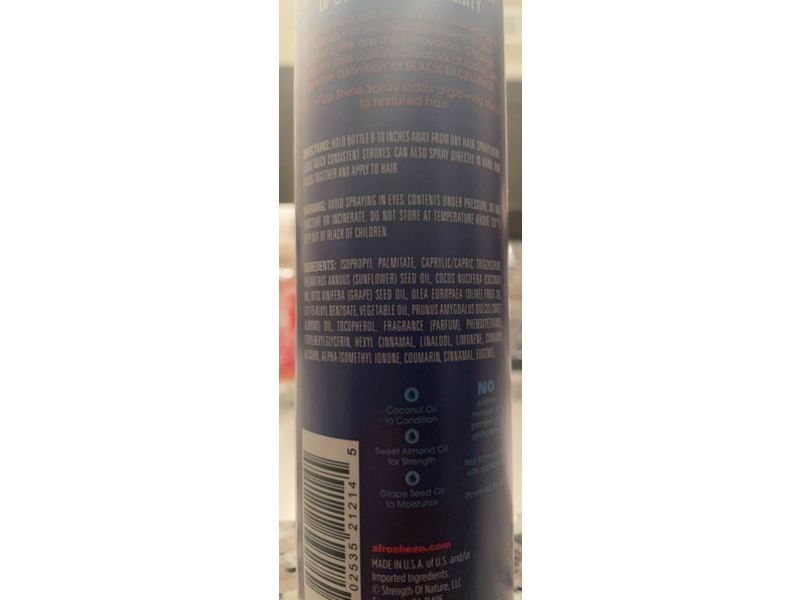 Afro Sheen Glow Up Shine Spray, Finishes & Adds Shine, 6 oz/170 g