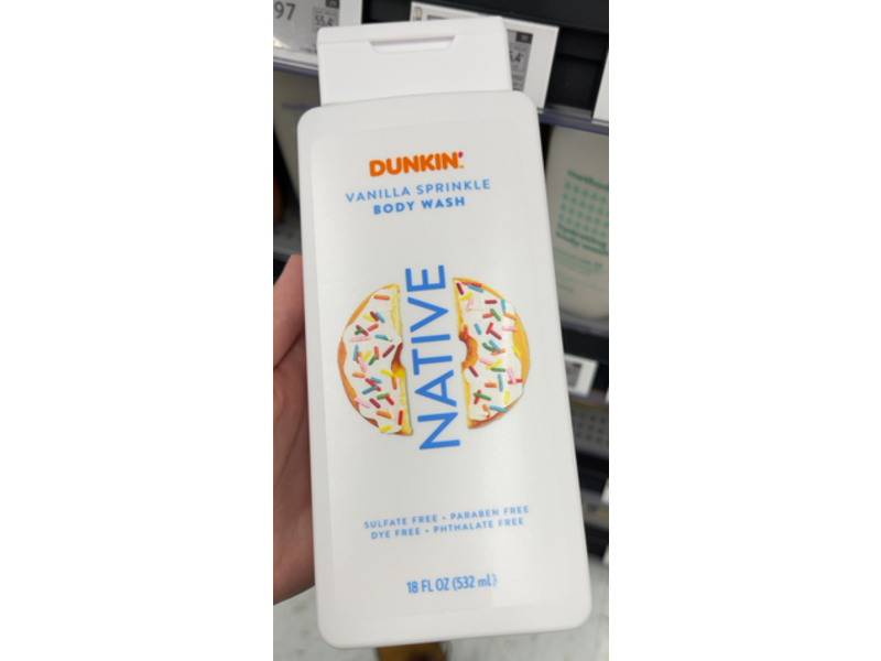 Native Dunkin Body Wash, Vanilla Sprinkle, 18 fl oz/532 mL