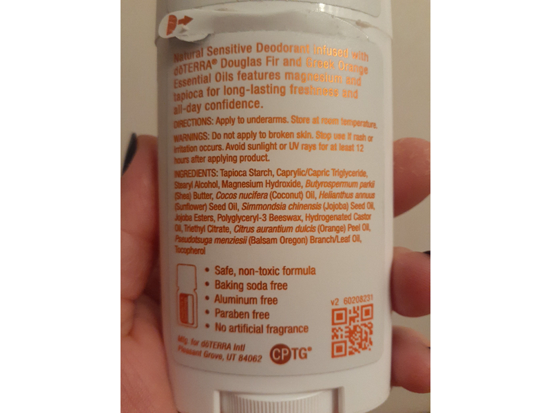 Doterra Natural Sensitive Deodorant, Doterra Douglas Fir & Greek Orange, 2.65 oz/75 g