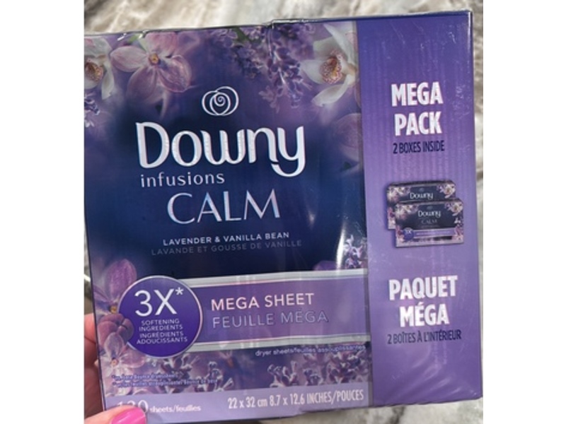Downy Infusion Calm Mega Dryer Sheets, Lavender & Vanilla Bean, 130 Count