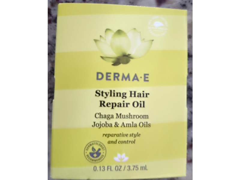 Derma E Styling Hair Repair Oil, Chaga Mushroom Jojoba & Amla Oils, 0.13 fl oz/3.75 mL