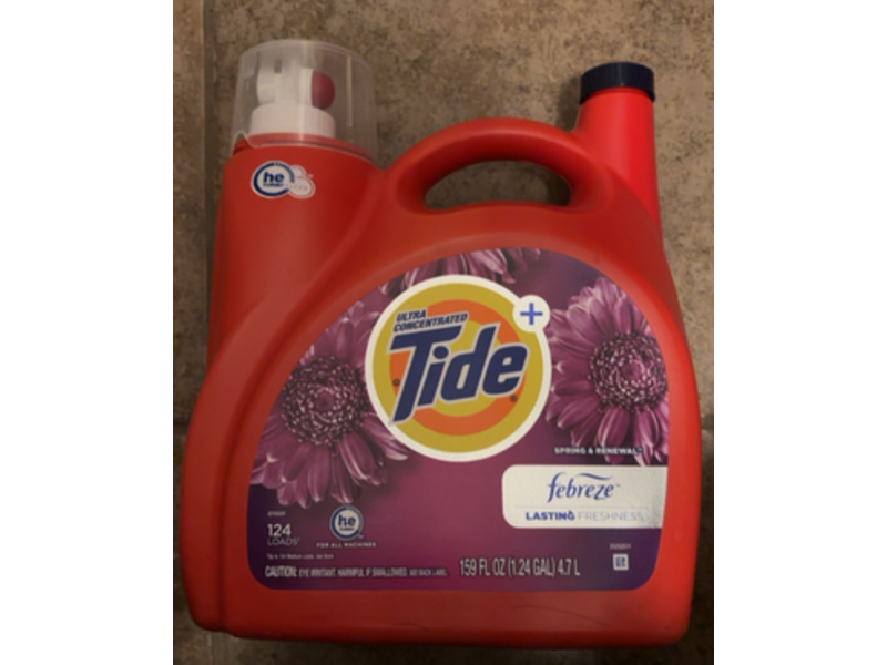 Tide Plus Febreze Laundry Detergent, Spring & Renewal, 124 Loads, 159 fl oz/4.7 L