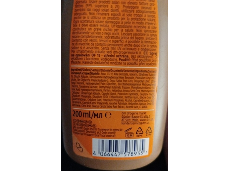 dm Sun Dance Carotene Sunscreen Spray, SPF 15, 200 mL