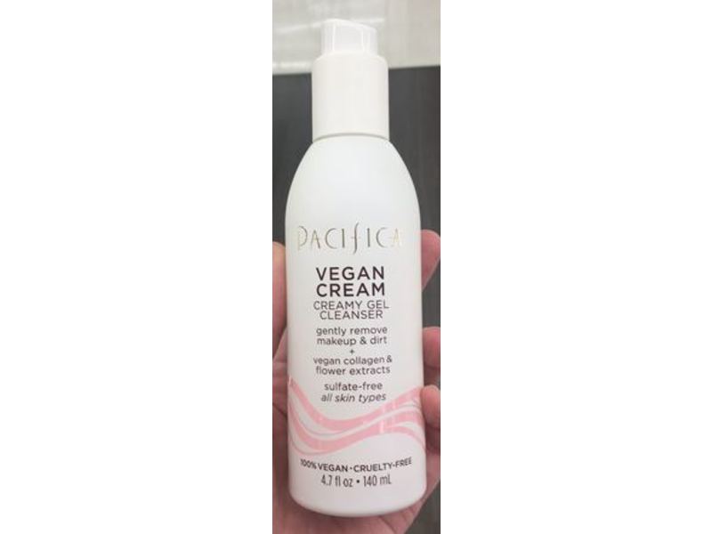 Pacifica Vegan Cream Creamy Gel Cleanser, Vegan Collagen & Flower Extracts, 4.7 fl oz/140 mL