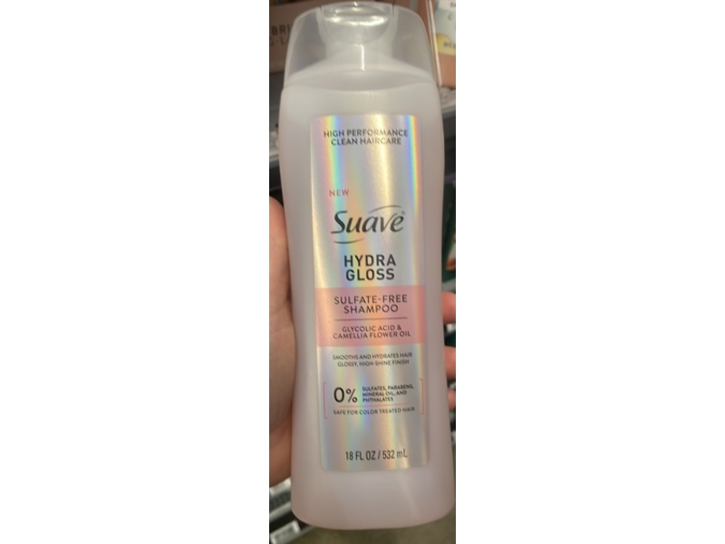 Suave Hydra Gloss Sulfate Free Shampoo, Glycolic Acid & Camellia Flower Oil, 18 fl oz/532 mL