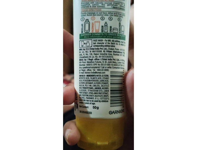 Garnier Bright Complete Face Wash, Vitamin C, 50 g