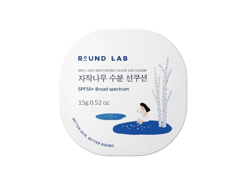 Round Lab Birch Moisturizing Sun Cushion Sunscreen, SPF 50+, 0.52 oz/15 g