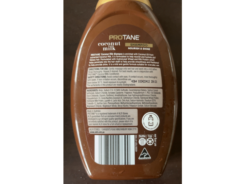 Protane Nourish & Shine Shampoo, Coconut Milk, 400 mL