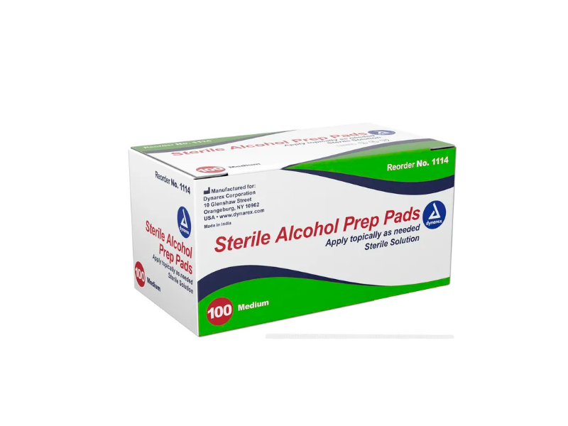 Dynarex Sterile Alcohol Prep Pads, Medium, 100 Count