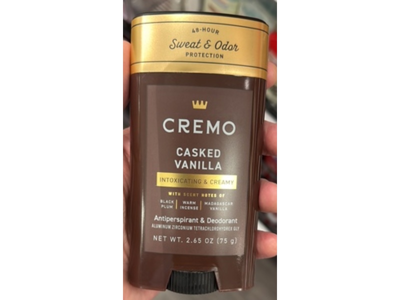 Cremo Antiperspirant & Deodorant, Casked Vanilla, 2.65 oz/75 g