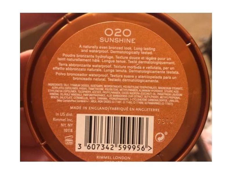 Rimmel London Natural Bronzer Waterproof Bronzing Powder, 020 Sunshine, 0.49 oz/14 g