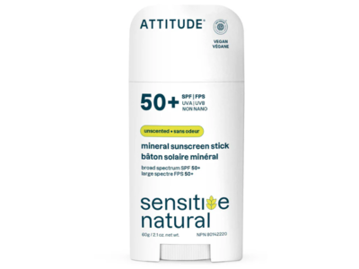 Attitude Sensitive Natural Mineral Sunscreen Stick, SPF 50+, 2.1 oz/60 g