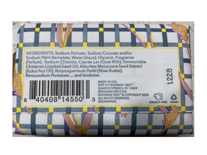 Beekman 1802 Bar Soap, Lavender, Goat Milk, 3.5 oz/99 g, Pack Of 3