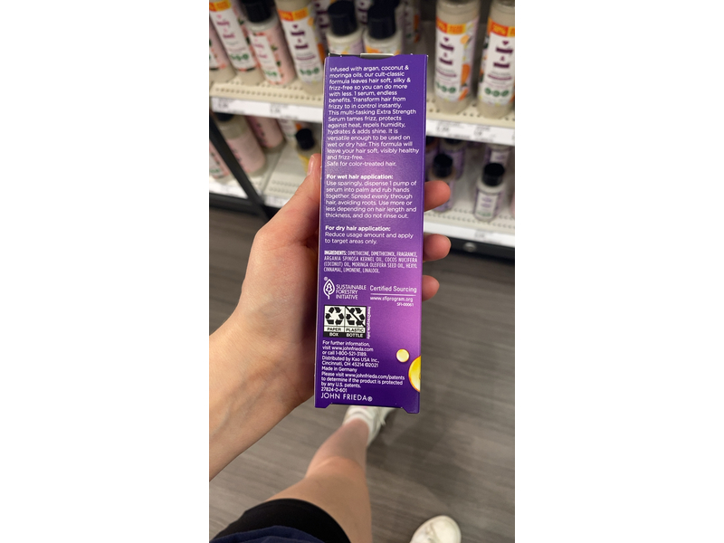 John Frieda Frizz Ease Extra Strength Serum, Bamboo Extract, 1.69 fl oz/50 mL