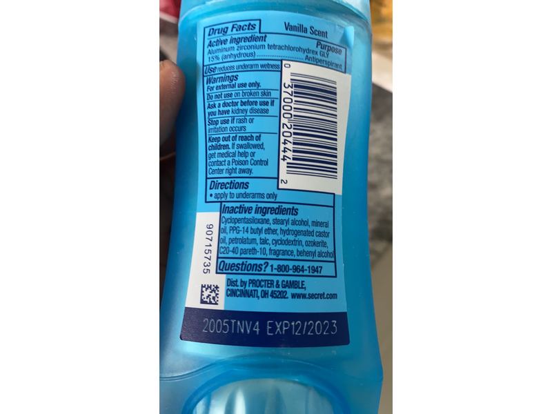 Secret Invisible Solid Antiperspirant Deodorant, Vanilla, 2.6 oz