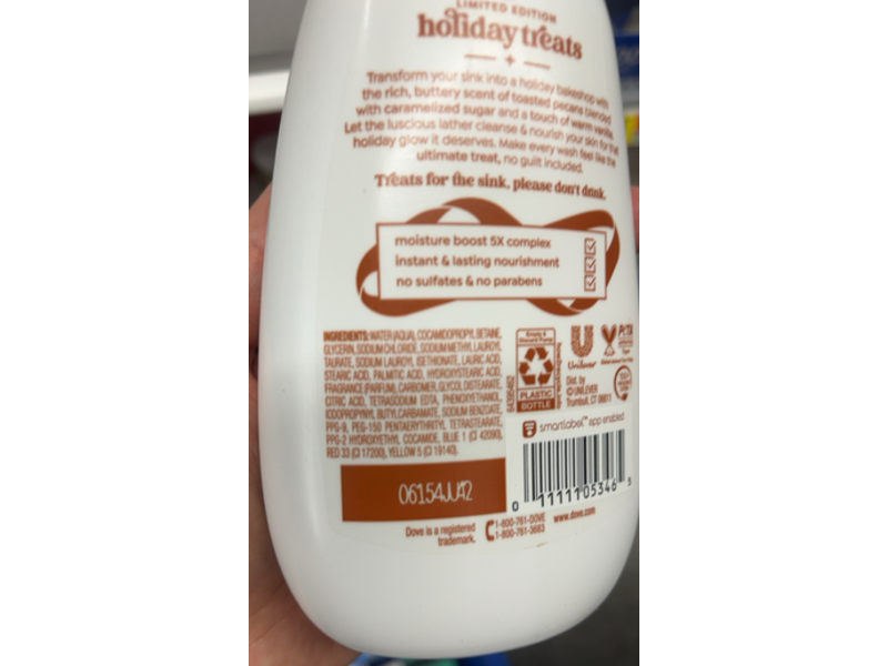 Dove Holiday Treats Hand Wash, Pecan Butter Crunch, 12 fl oz/355 mL