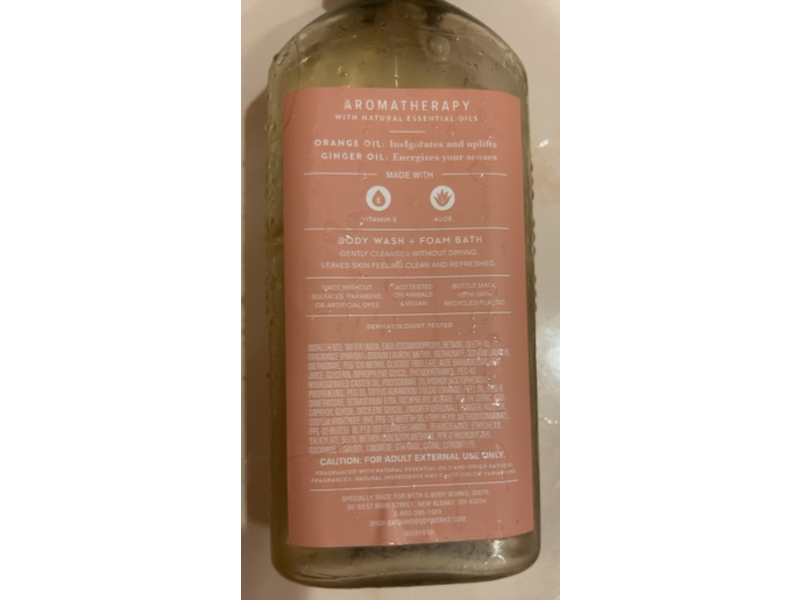 Bath & Body Works Orange + Ginger Body Wash + Foam Bath, Vitamin E & Aloe, 10 fl oz/295 mL