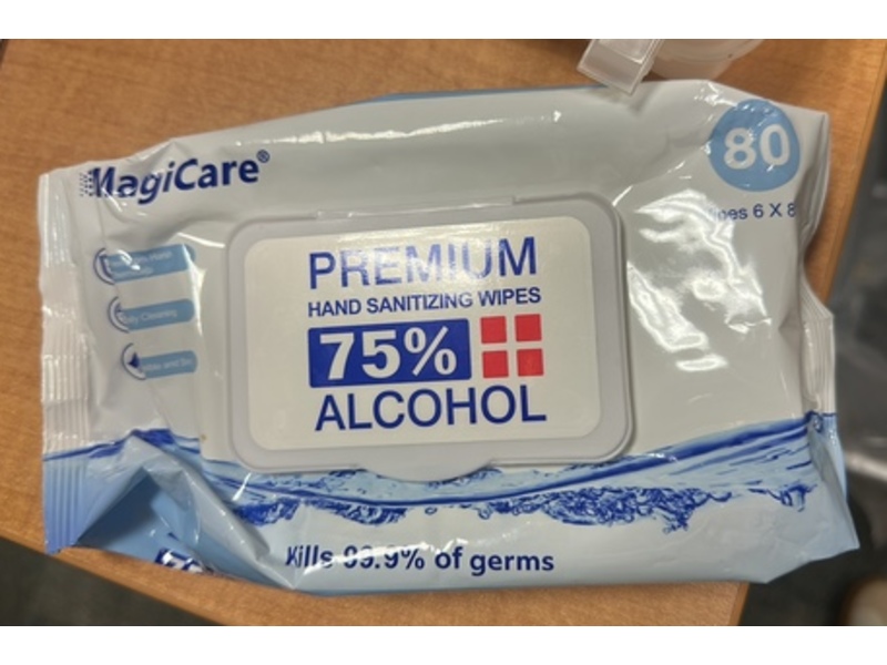 Magicare Premium Hand Sanitizing Wipes, 75% Alcohol, 80 Count, 4 Pack