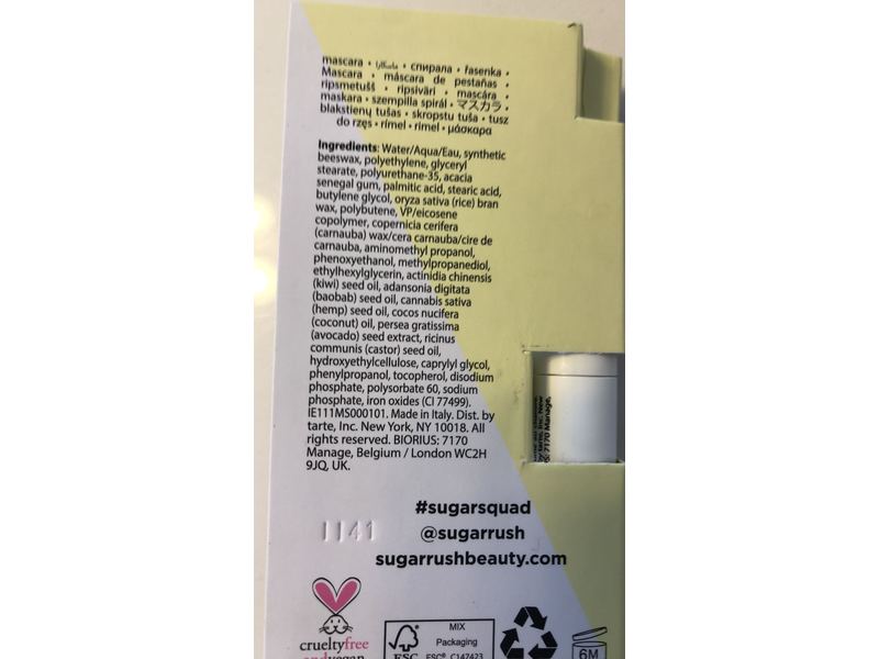 Sugar Rush Tarte Lash Smoothie Volumizing Hemp Mascara, Mini Trial Size, 0.067 fl oz / 2 ml