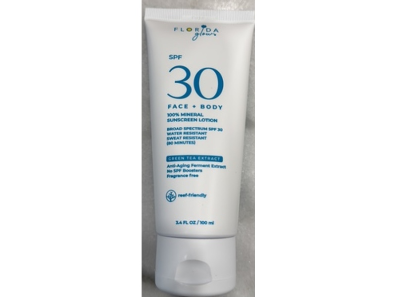 Florida Glow Mineral Sunscreen Lotion, Green Tea Extract, SPF 30, 3.4 fl oz/100 mL