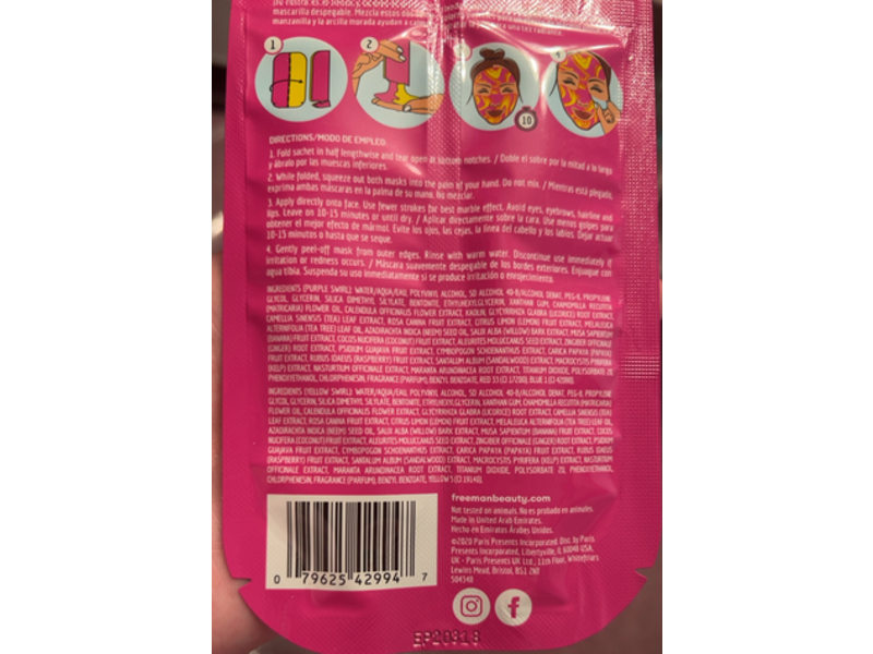 Freeman Beauty Marble Peel-Off Beauty Mask, Anti-Stress, 0.48 fl oz/14 mL