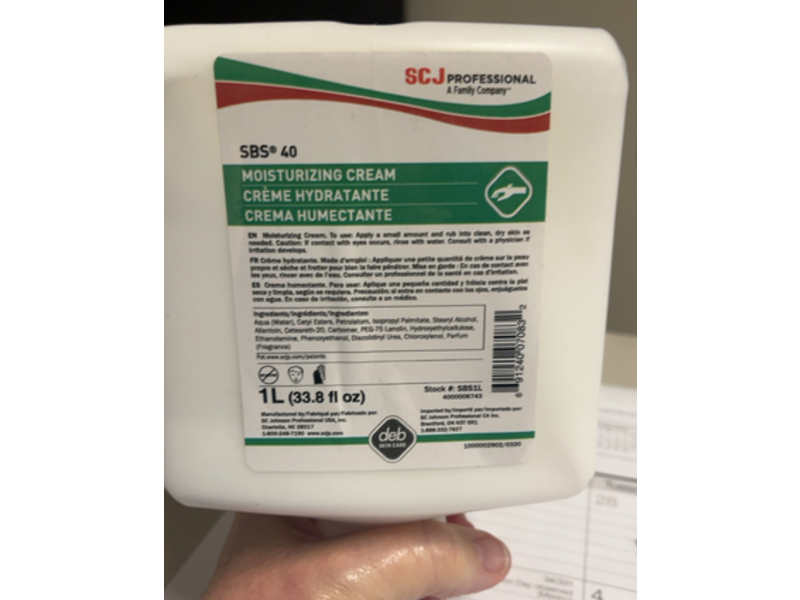 SCJ Professional SBS 40 Moisturizing Cream, 33.8 fl oz/1 L