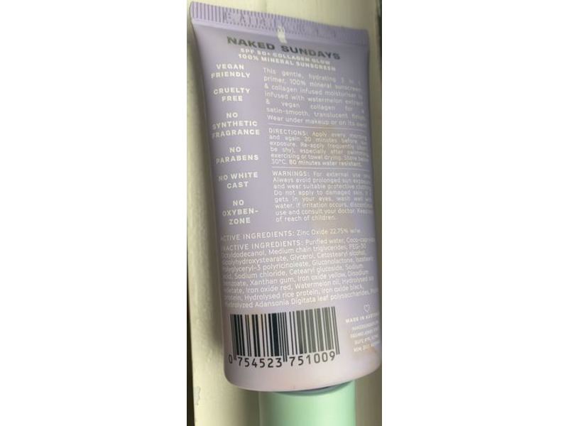Naked Sundays Collagen Glow Mineral Sunscreen Perfecting Priming Lotion, SPF 50+, 1.7 fl oz/50 mL
