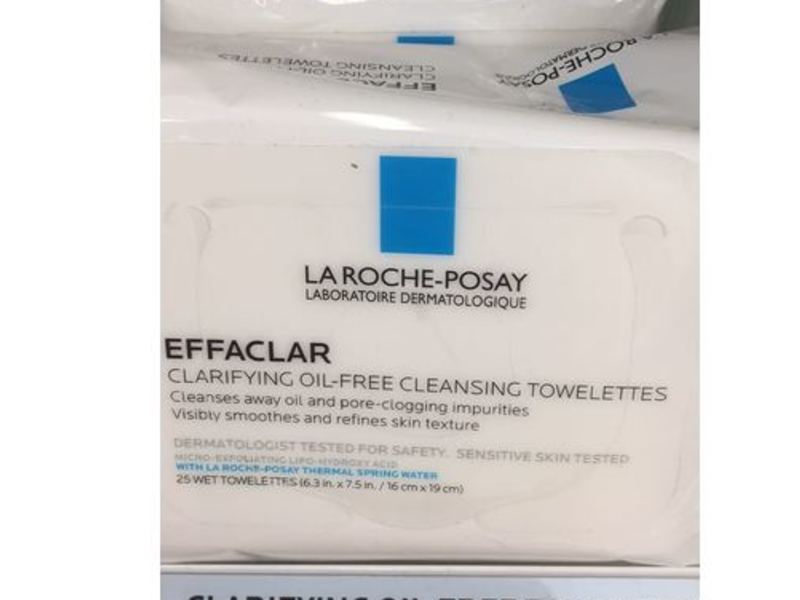 La Roche-Posay Effaclar Clarifying Oil-Free Cleansing Towelettes Facial Wipes, 25 Count
