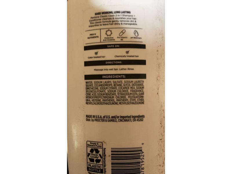 Pantene 2-In-1 Shampoo + Conditioner, Classic Clean, 27.7 fl oz/820 mL