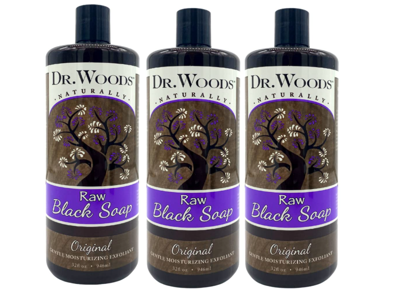 Dr. Woods Raw Liquid Black Soap, Original, 12 fl oz/946 mL, Pack Of 3