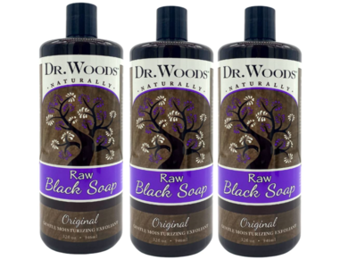 Dr. Woods Raw Liquid Black Soap, Original, 12 fl oz/946 mL, Pack Of 3