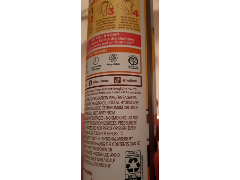 Batiste Tropical Dry Shampoo, Exotic Coconut, 3.81 oz/108 g