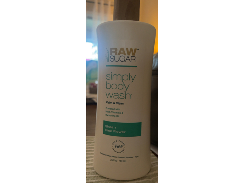 Raw Sugar Body Wash, Shea + Rice Flower, 25 fl oz/740 mL