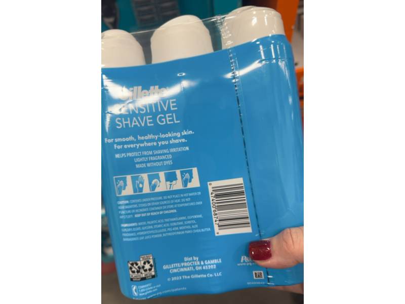 Gillette Sensitive Shave Gel, Aloe & Shea Butter, 7 oz/198 g, Count 3