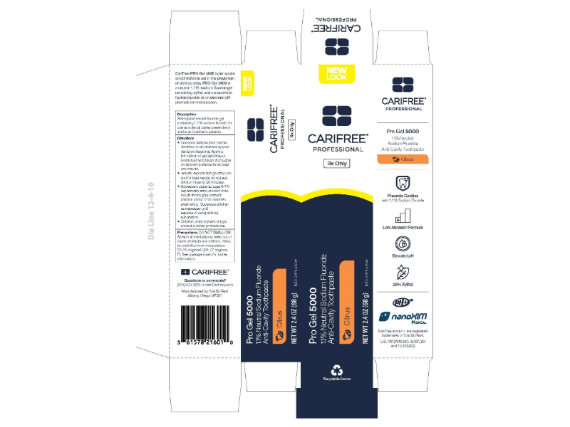 Pro Gel 5000 Anticavity Toothpaste, 1.1%, Citrus, 68 g, Oral BioTech (RX),