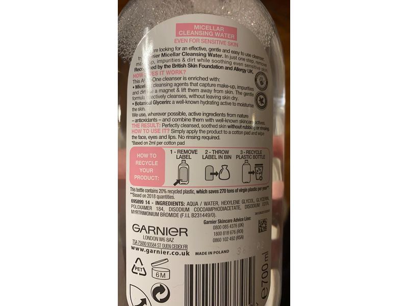 Garnier Skinactive Micellar Cleansing Water, 700 mL