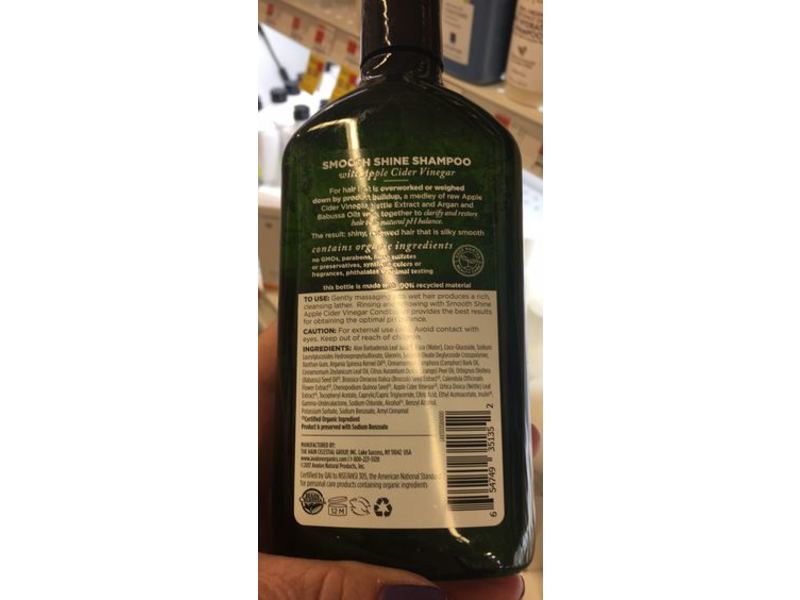 Avalon Organics Smooth Shine Shampoo, Apple Cider Vinegar, 11 fl oz/325 mL