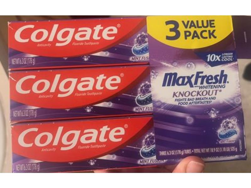 Colgate Max Fresh Knockout Toothpaste, Whitening, 6.3 oz/178 g, Pack Of 3