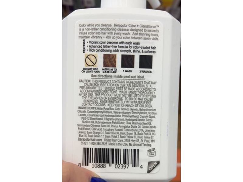 Keracolor Clenditioner Espresso Hair Dye, 12 fl oz/355 mL