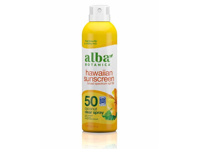 Alba Botanica Hawaiian Sunscreen Coconut Clear Spray, SPF 50, 6 oz/171 g