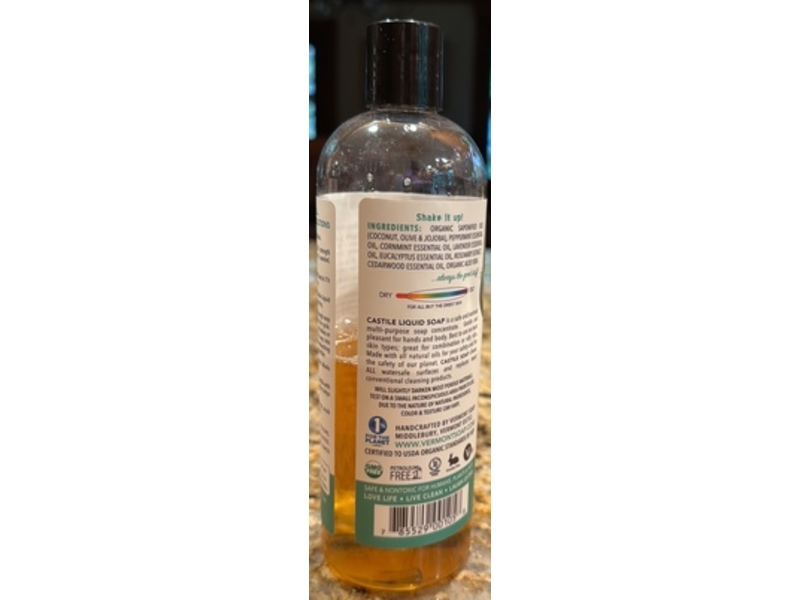 Vermont Soap Castile Liquid Soap, Peppermint Magic, 16 fl oz/473 mL