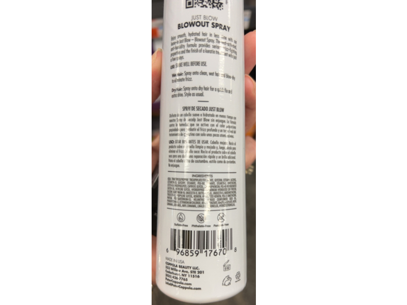 Peter Coppola Just Blow Blowout Dry Spray, 6 fl oz/177 mL