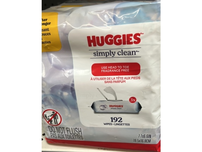 Huggies Simply Clean Wipes, Fragrance Free, 192 Count