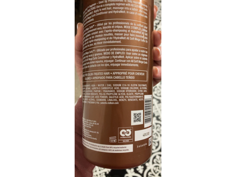 Redken All Soft Mega Curls Shampoo, Aloe, 33.8 fl oz/1000 mL
