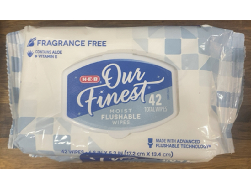 H.E.B Our Finest Moist Flushable Wipes, Aloe & Vitamin E, 42 Count