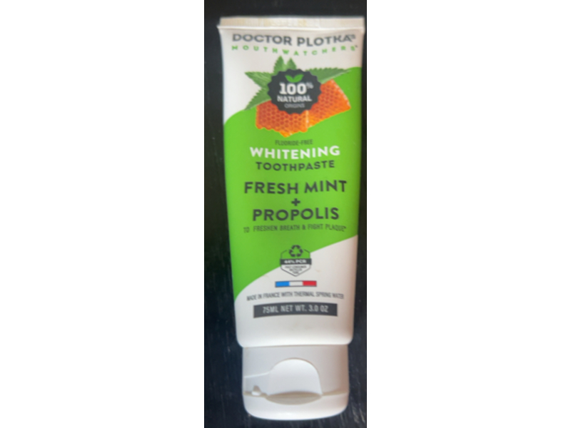 Doctor Plotka's Whitening Toothpaste, Fresh Mint + Propolis, 3.0 oz/75 mL